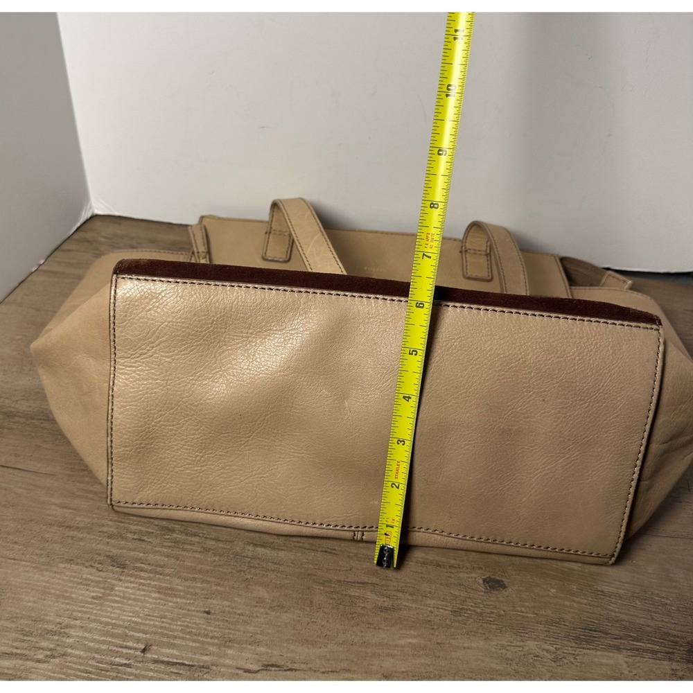 Vibrant Color Block Tan Fossil Shoulder Zip Too Handbag Large Tote - Picture 9 of 10